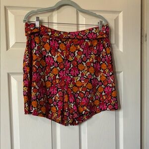 CAbi 6365 Floral Shorts — Pink, Orange & Black